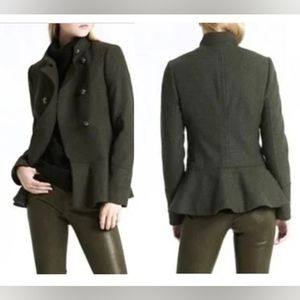 Banana Republic wool military style peplum coat jacket Mario Bellucci